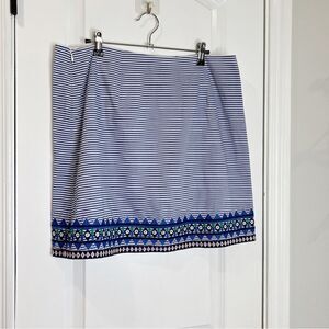 Vineyard Vines Striped Geo Prep Embroidered Margo Skirt Size 12 Blue White